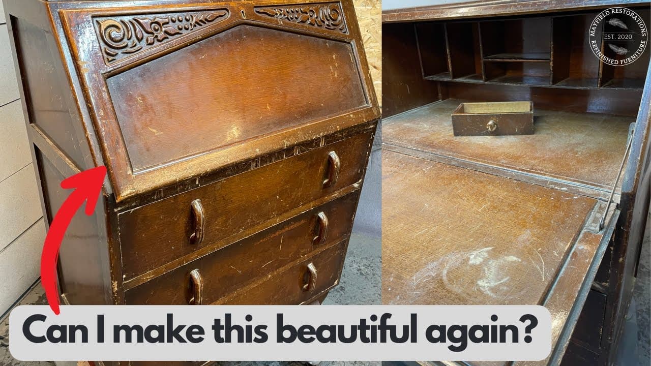 Restoration of a 1930s Writing Bureau by Jentique Furniture, video by Mayfield Restorations