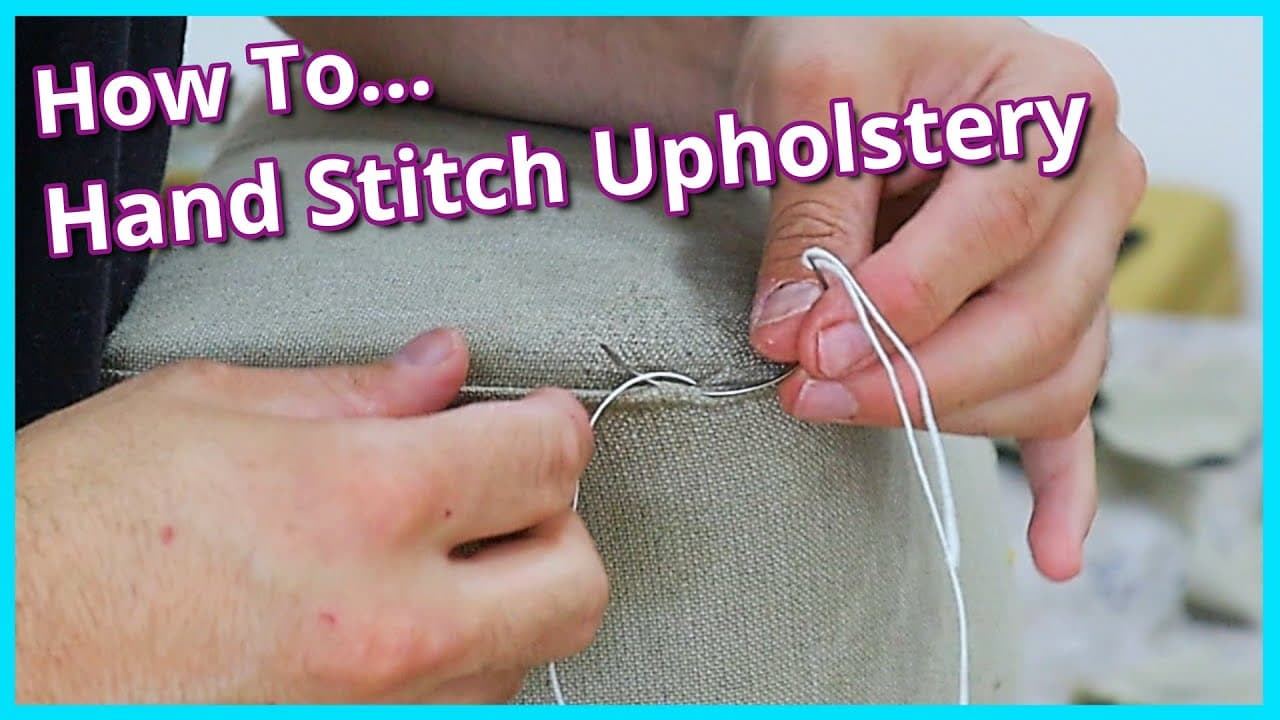 Hand stitching the corners of a footstool, video by FaceLift Interiors
