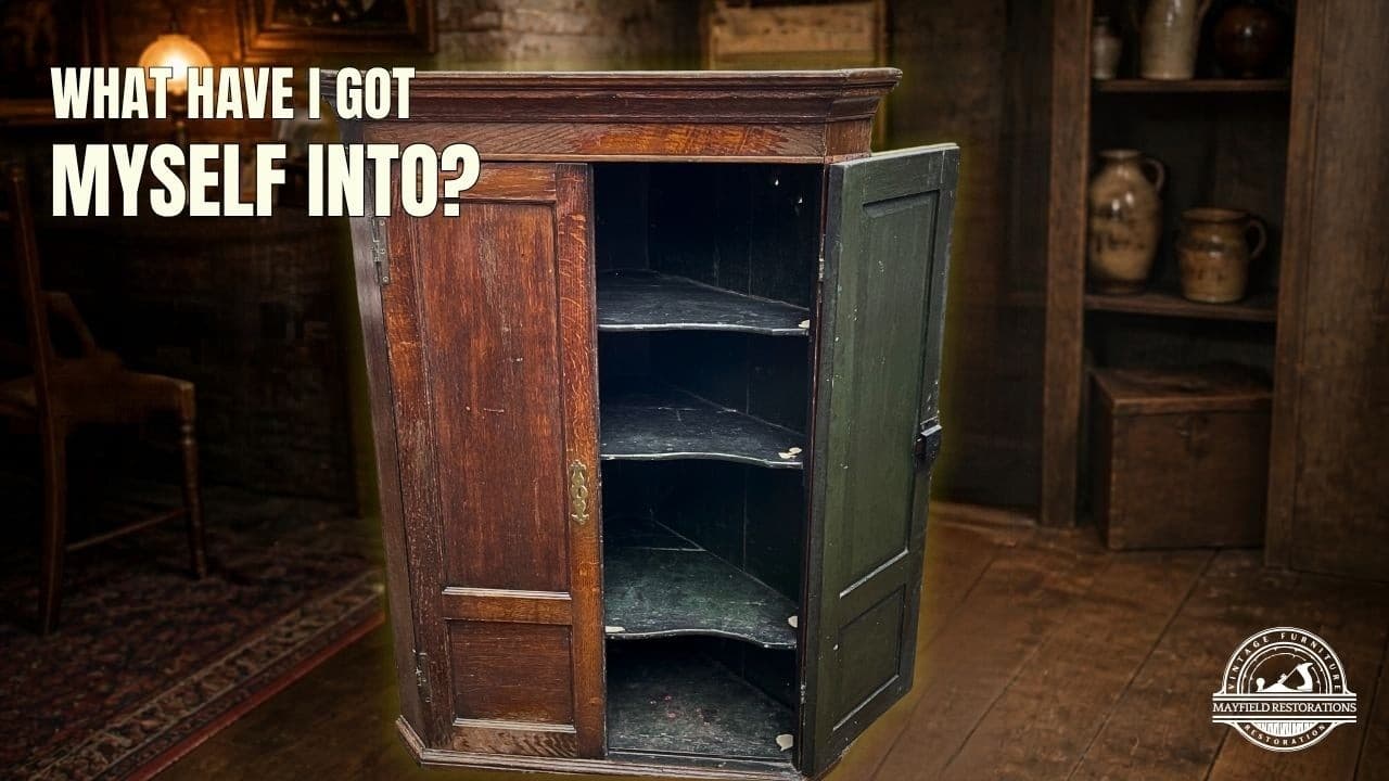 Restoring a 200-year-old oak corner cabinet, video by Mayfield Restorations