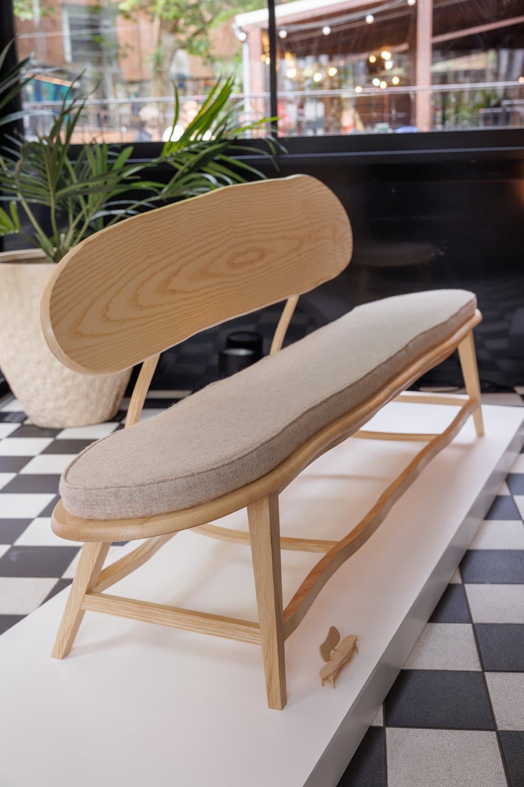 Moonlight Bloom bench, side view