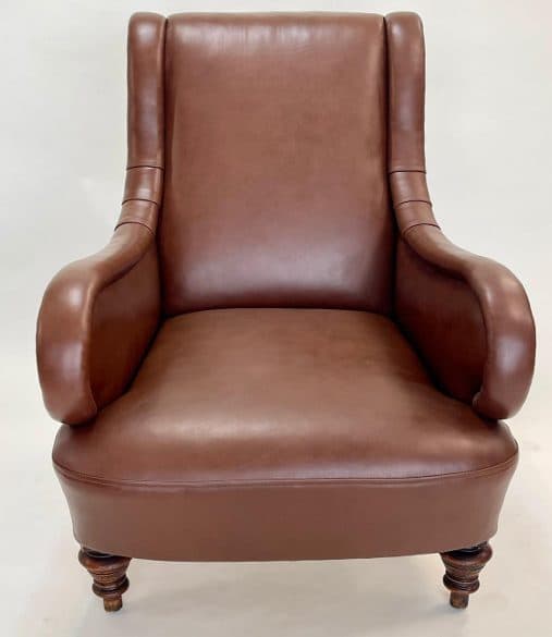Annabel Lloyd's winning chair: a Victorian mahogany armchair rebuilt as a leather club chair