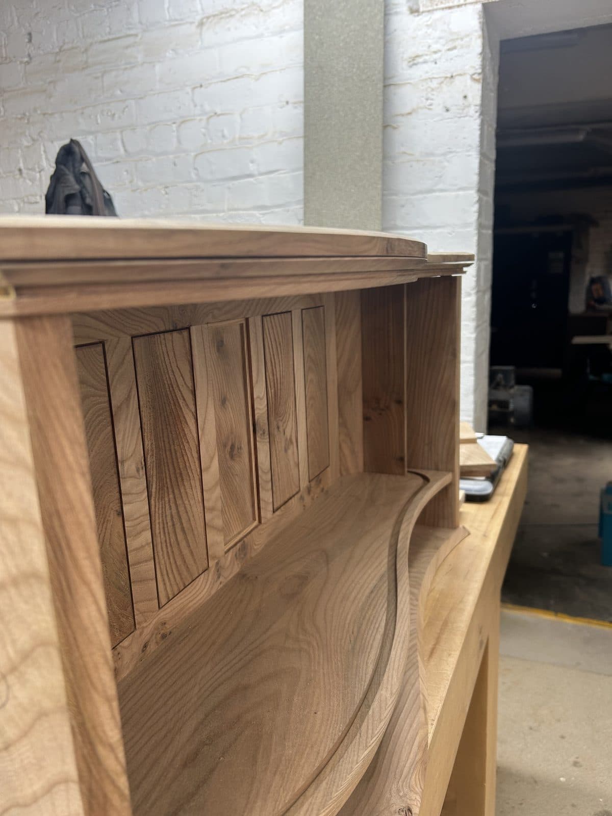 The whiplash profile on the elm cabinet